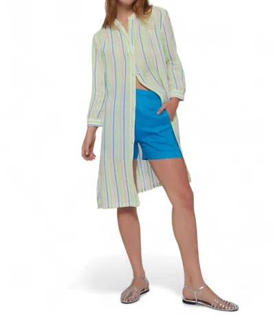 Vilagallo Rebecca Dress In Green Neon Stripes In Multi