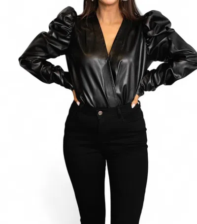 Buddylove Joan Surplice Neckline Bodysuit In Black In Black