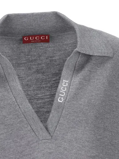 Shop Gucci Top In Medium Grey/white