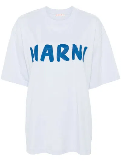 Shop Marni T-shirt With Print In Blue