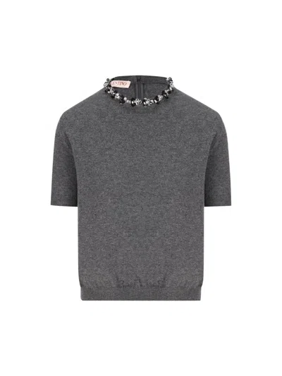 Shop Valentino Garavani T-shirt And Polo In Dark Gray Melange