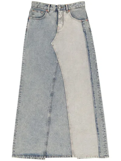 Shop Mm6 Maison Margiela Long Denim Skirt In Blue