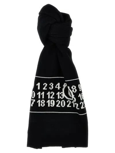 Shop Mm6 Maison Margiela Numeric Scarves, Foulards In White/black