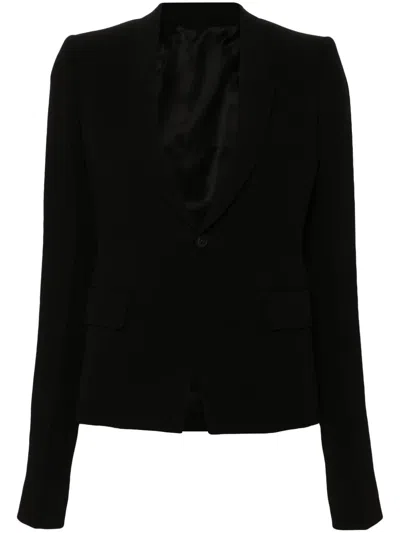 Rick Owens Structured Shoulder Bell Sleeve Blazer In Black