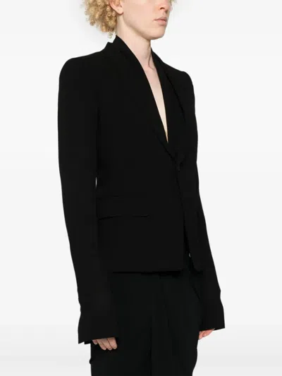 Rick Owens Structured Shoulder Bell Sleeve Blazer In Black