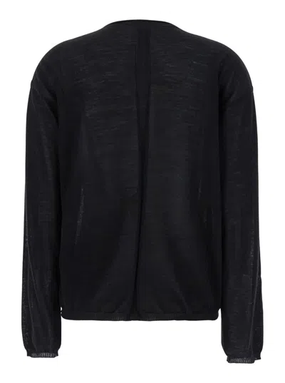 Rick Owens Black Crewneck Pullover In Semi Sheer Fabric Woman In Black