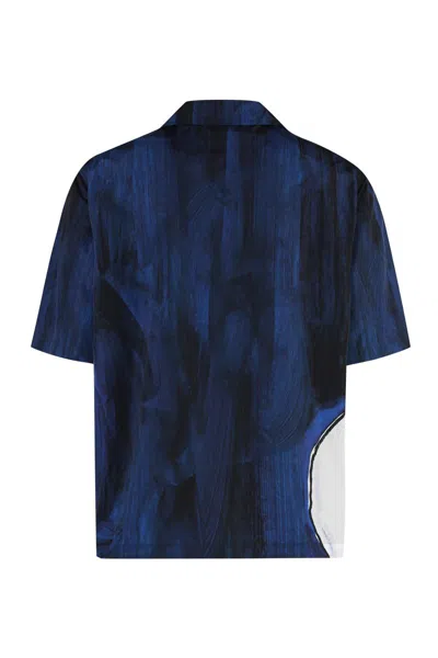 Shop Burberry Printed Short Sleeved Shirt In Blue