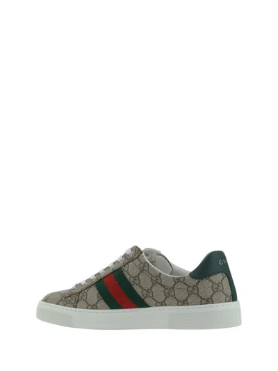 Gucci Ace Gg Supreme Bee-print Monogrammed Sneakers In Beige