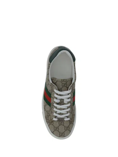 Gucci Ace Gg Supreme Bee-print Monogrammed Sneakers In Beige