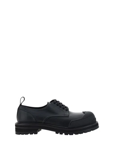 Marni Dada Rubber-trimmed Leather Brogues In Black