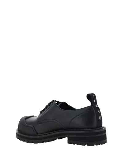 Marni Dada Rubber-trimmed Leather Brogues In Black