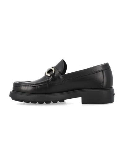 Shop Ferragamo Salvatore  Duglas Loafers In Black