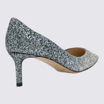 Shop Jimmy Choo Silver Tone Romy Pumps In Silver/dusk Blue