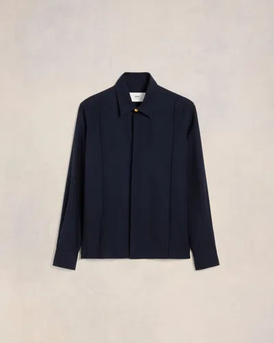 Ami Alexandre Mattiussi Pintuck Shirt Blue In Navy Blue