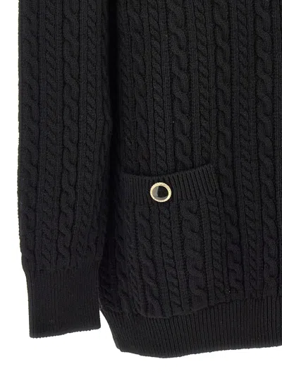 Shop Alessandra Rich Wool Cardigan In Black