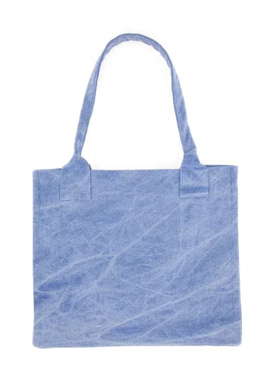 Shop Ganni Oversized Tote In Canvas In Azure