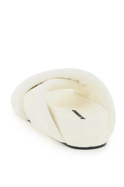 Jil Sander White Cross Strap Slides In Bianco