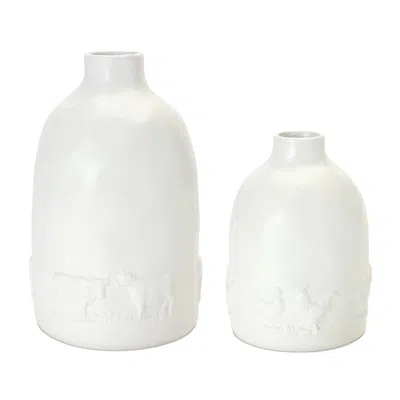 Houzbling Farm Animal Vase (set Of 2) 4.25"d X 6.25"h, 5.25"d X 8.5"h Ceramic