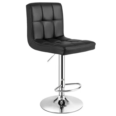Hivvago Adjustable Swivel Bar Stool With Pu Leather-black