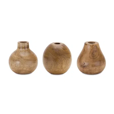 Houzbling Vase (set Of 3) 5"h Wood