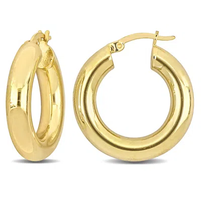 Mimi & Max 25x5mm Round Hoop Earrings In Yellow Plated Silver In Gold