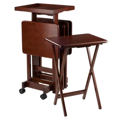 Hivvago 6-pc Snack Table Set Walnut