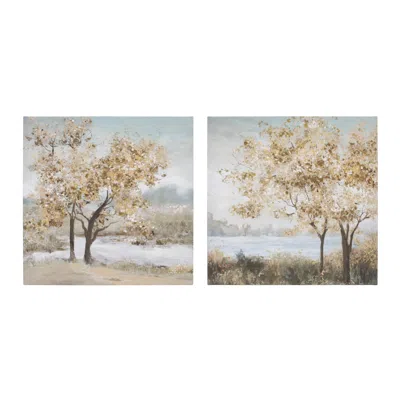 Houzbling Tree Print (set Of 2) 24"sq Mdf/fabric