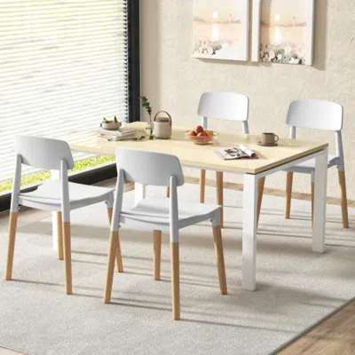 HIVVAGO MODERN DINING SIDE CHAIRS SET OF 4 WITH ERGONOMIC BACKREST FOR DINING ROOM-WHITE 
