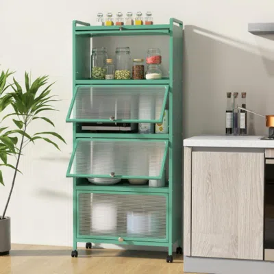Hivvago 5-tier Kitchen Baker's Rack With Flip-up Pc Doors-green