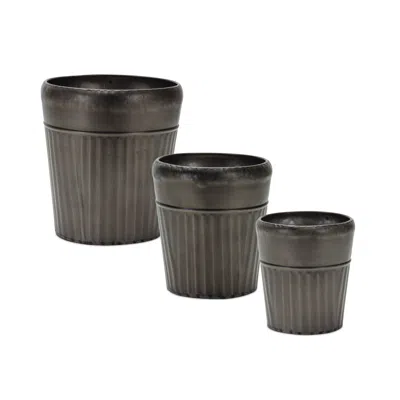 Houzbling Pot (set Of 3) 5.25"d X 5.75"h, 6.25"d X 7"h, 7.5"d X 8.25"h Metal