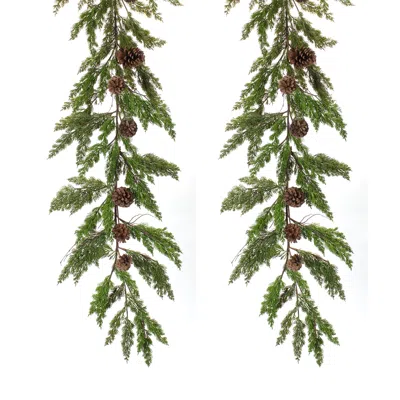 Houzbling Pine And Cone Garland (set Of 2) 6'l Plastic
