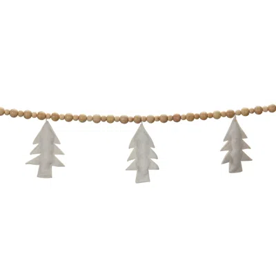 Houzbling Bead And Tree Garland (set Of 2) 6'l Wood/wool
