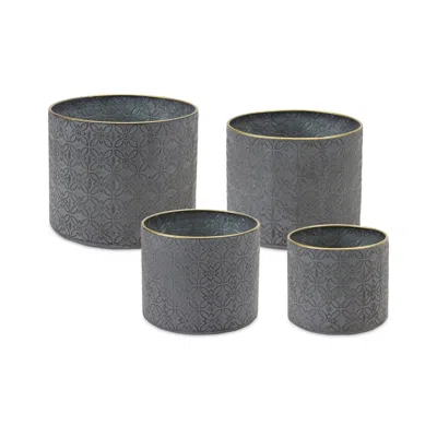 Houzbling Pot (set Of 4) 6.75"d X 6"h, 7.75"d X 6.75"h, 9"d X 7.5"h, 10"d X 8.25"h Metal