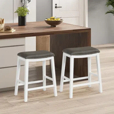 Hivvago 26 Inch Counter Height Bar Stool Set Of 2 With Upholstered Seat-brown