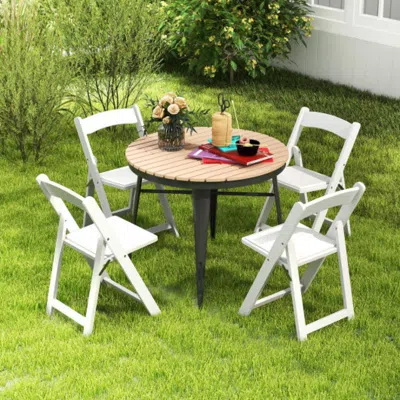 Hivvago Set Of 4 Dining Chairs Foldable Kitchen Chair With Rubber Wood Legs And Padded Seat-white