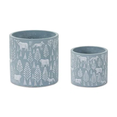 Houzbling Container (set Of 2) 4"d X 3.5"h, 5.25"d X 5"h Cement