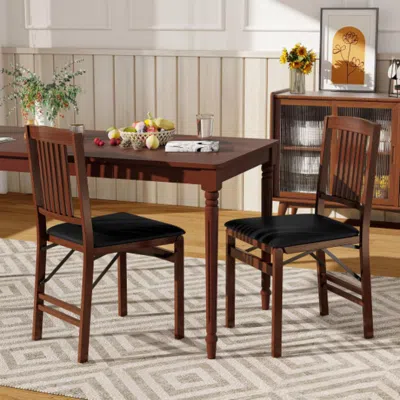 Hivvago Set Of 2 Foldable Upholstered Kitchen Chairs With Padded Seat-brown
