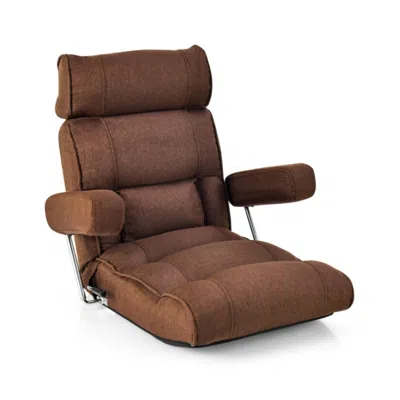 Hivvago Adjustable Folding Sofa Chair With 6 Position Stepless Back-brown