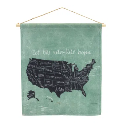 Houzbling United States Wall Hanging 15"l X 18.5"h Linen/wood