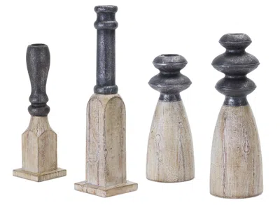 Houzbling Candle Holder (set Of 4) 8.75"h, 9.25"h, 11.5"h, 13.25"h Resin/stone Powder