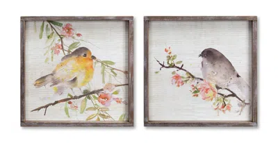 Houzbling Bird/framed Plaque (set Of 2) 16.5" Wood