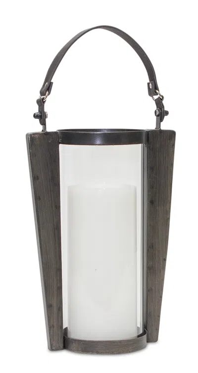 Houzbling Candle Holder 8.5"w X 13.75"h (18"h Includes Handle) Iron/glass