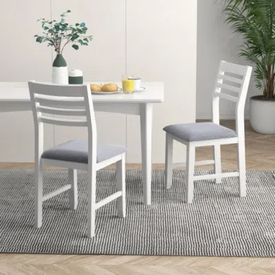 Hivvago Wooden Dining Chair Set Of 2 With Rubber Wood Frame And Padded Cushion-white
