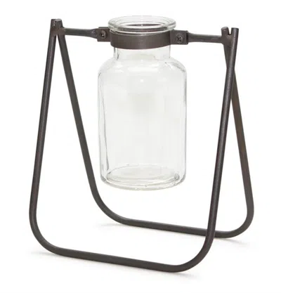 Houzbling Jar With Stand (set Of 2) 6"l X 6.75"h Iron/glass