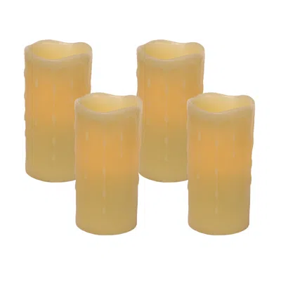 Houzbling Led Wax Dripping Pillar Candle (set Of 4) 3"dx6"h Wax/plastic - 2 C Batteries Not Incld.