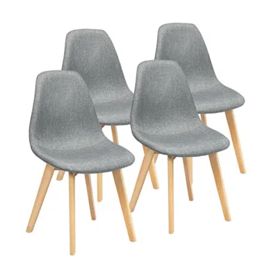 Hivvago 4 Pieces Modern Dining Chair Set With Wood Legs And Fabric Cushion Seat