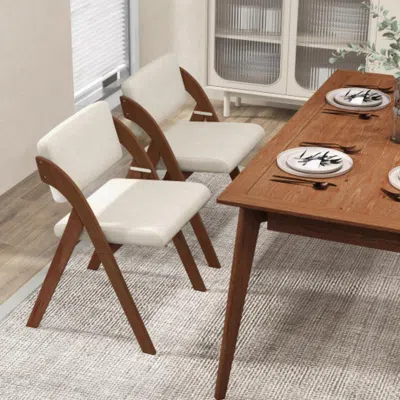 Hivvago Set Of 2 Folding Kitchen Dining Chairs With Rubber Wood Legs-walnut