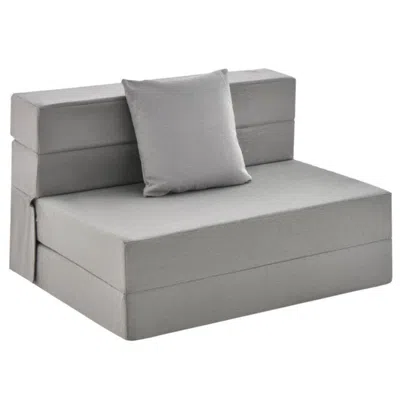 Hivvago 6 Inch Tri-fold Sofa Bed Folding Mattress With Pillow-dark Gray