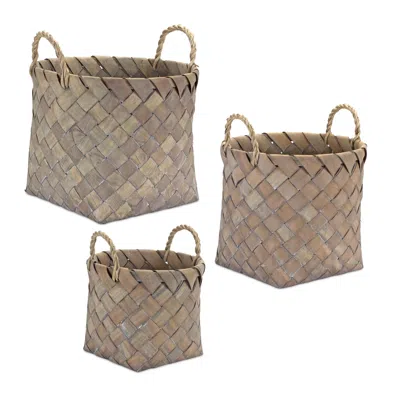 Houzbling Basket (set Of 3) 9.5"d X 8.5"h, 12"d X 10.75"h, 13.5"d X 11.5"h Wicker