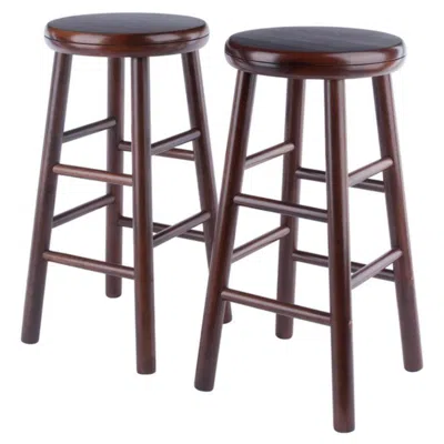 Hivvago 2-pc Swivel Seat Counter Stool Set Walnut